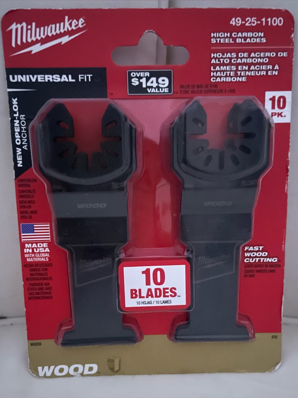 Milwaukee 49-25-1100 Oscillating Blade 1-3/8 In. High Carbon Steel, 10-Pack